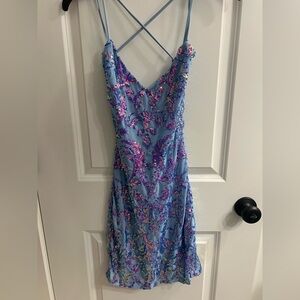Spaghetti strap dress with sequins